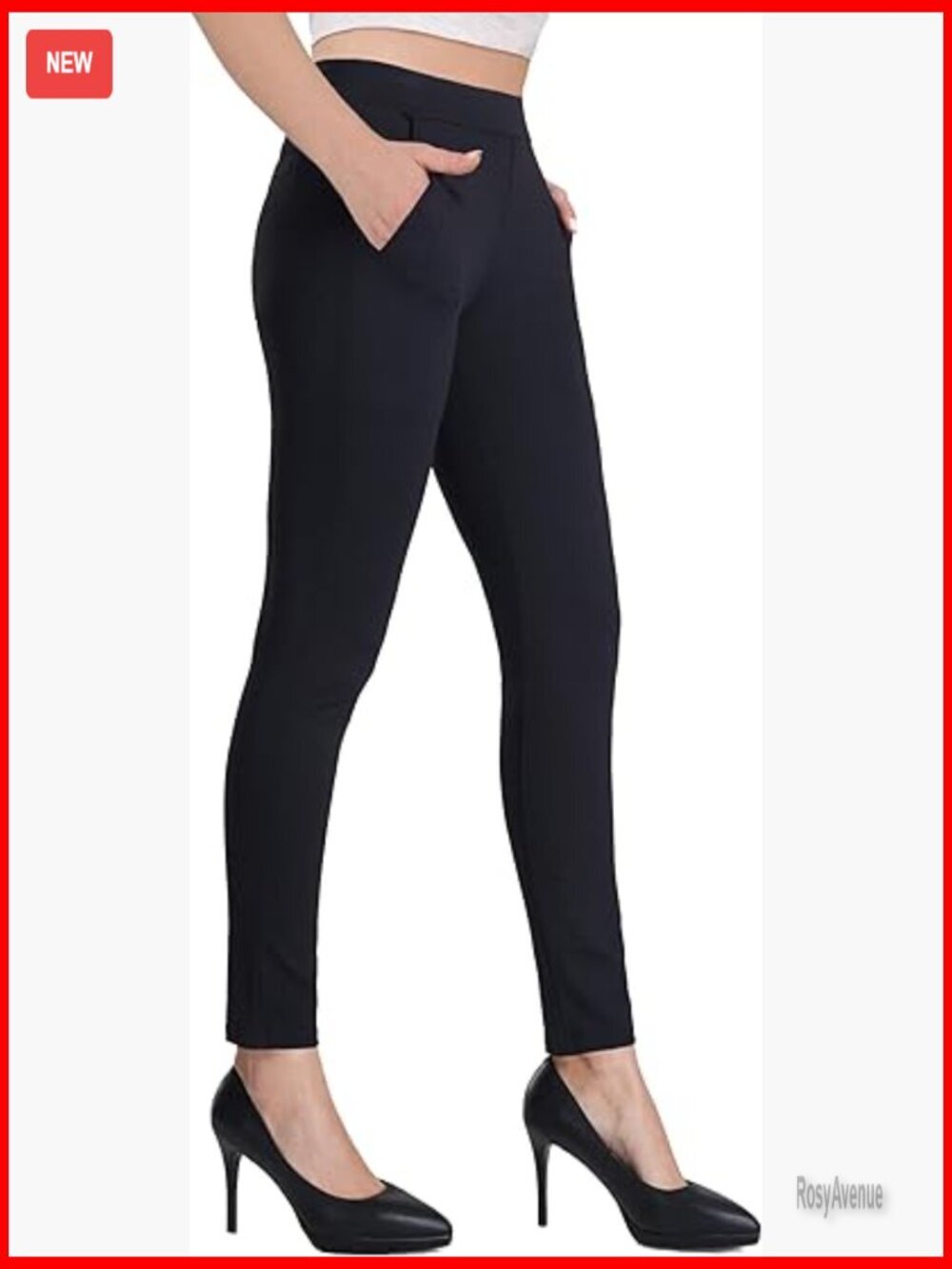 High Waist Skinny Work Pants Tummy Control Stretchy Formal Slacks